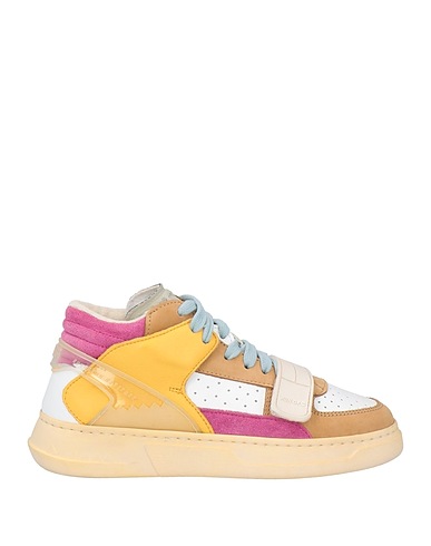 RUN OF Sneakers White Leather, Textile fibres