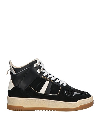 SERAFINI Sneakers Black Leather, Textile fibres