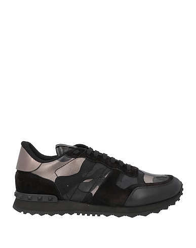 VALENTINO GARAVANI Sneakers Black Leather, Textile fibers