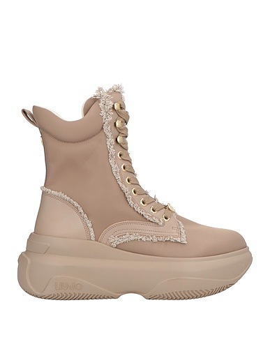 LIU •JO Ankle boot Taupe Textile fibers, Calfskin