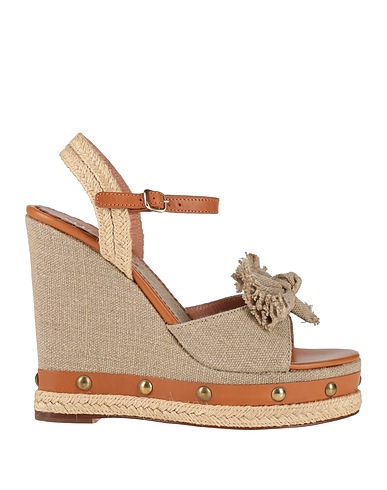 RED(V) Sandals Khaki Leather, Textile fibers