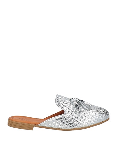 ROCCOBAROCCO Mules and clogs Silver Textile fibres