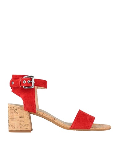 THE FLEXX Sandals Red Leather, Textile fibres