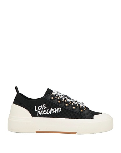 LOVE MOSCHINO Sneakers Black Leather, Textile fibres