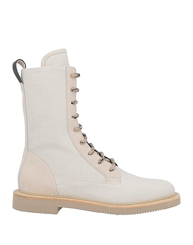 BRUNELLO CUCINELLI Ankle boot Beige 63% Cotton, 37% Linen, Leather