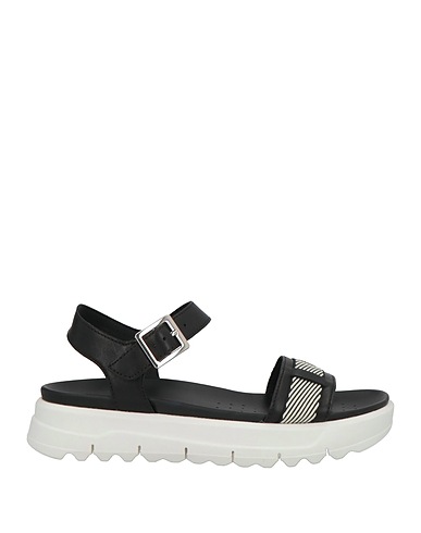 GEOX Sandals Black Leather, Textile fibers