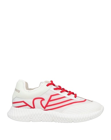 EMPORIO ARMANI Sneakers White Leather, Textile fibers