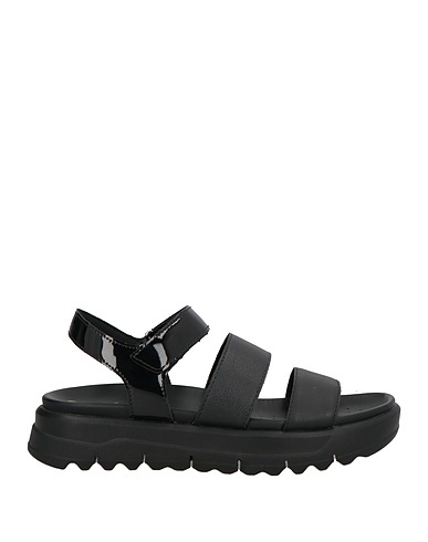 GEOX Sandals Black Leather, Textile fibers