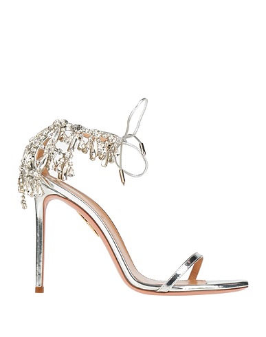 AQUAZZURA Sandals X RAQUEL DINIZ Silver Leather