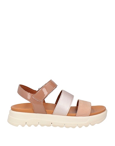 GEOX Sandals Beige Leather, Textile fibres