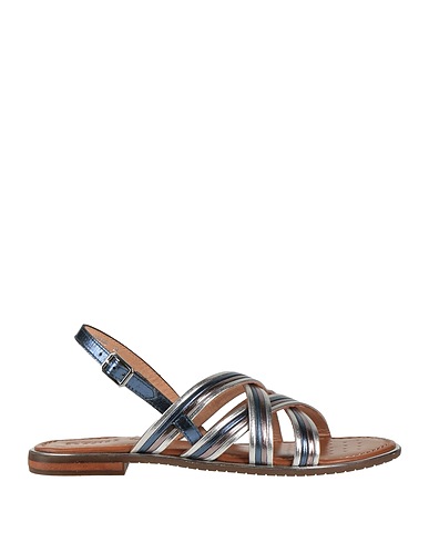 GEOX Sandals Silver Leather, Textile fibres