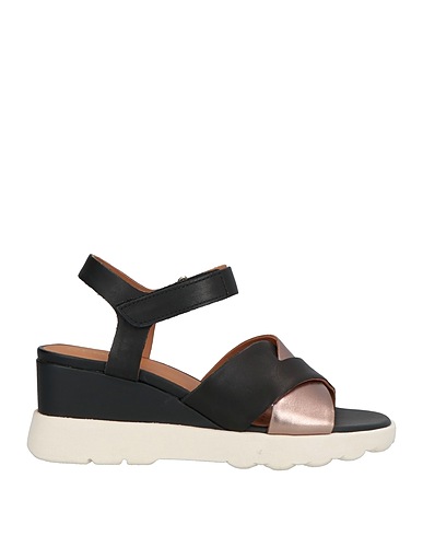 GEOX Sandali Nero Pelle, Fibre tessili