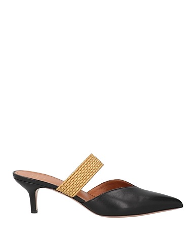 MALONE SOULIERS Mules et sabots Noir Cuir, Fibres élastiques