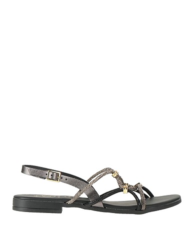 DICIOTTOPIÙ Sandals Black Textile fibres, Leather