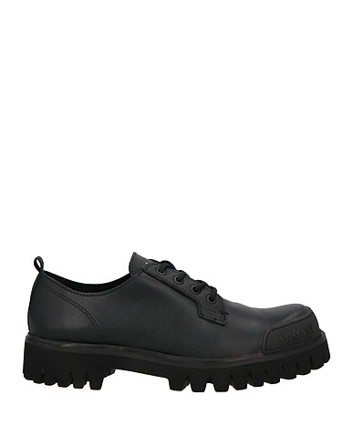 ARMANI EXCHANGE Laced shoes Black 100% Cow leather, Thermoplastic polyurethane