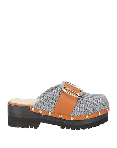 JEJIA Mules and clogs Light grey Leather, Textile fibres