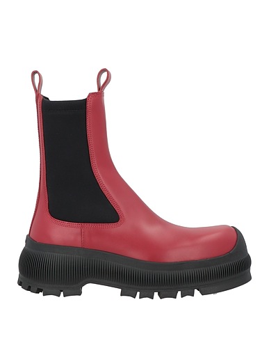 JIL SANDER Ankle boot Red Leather, Textile fibres