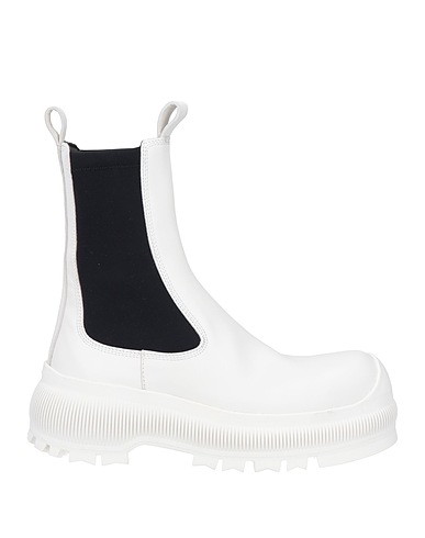 JIL SANDER Ankle boot White Leather, Textile fibres