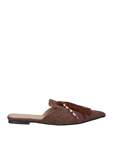 PAO PIANO ZERO Mules and clogs Brown Linen, Leather