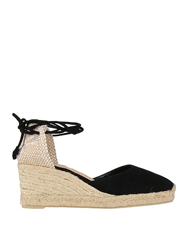 CASTAÑER Espadrilles Black Leather, Textile fibres