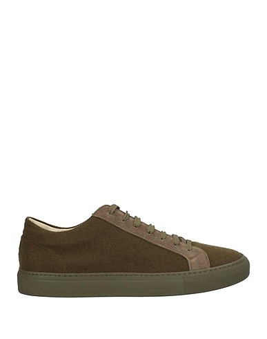 FEDELI Sneakers Military green Leather, Textile fibres