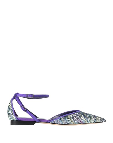 LELLA BALDI Ballet flats Purple Leather, Textile fibers
