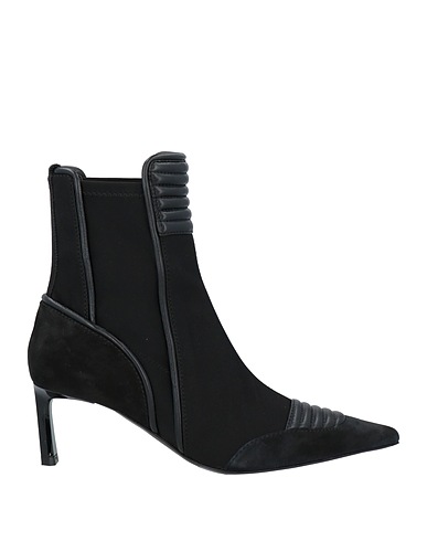 SERGIO ROSSI Ankle boot Black Leather, Textile fibers