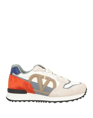 VALENTINO GARAVANI Sneakers Ivory Leather, Textile fibres