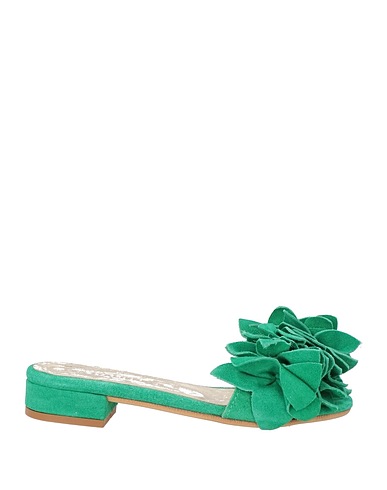 LES ITALIENNES Sandals Green Leather
