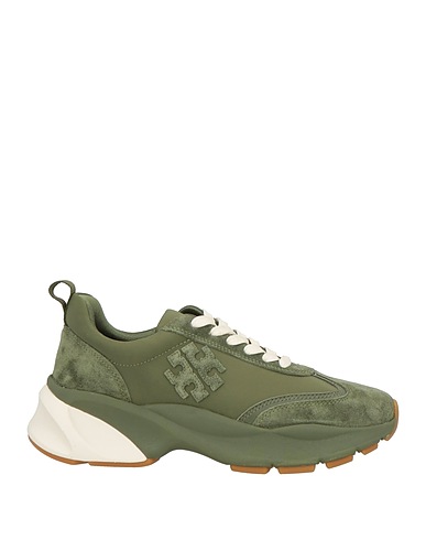 TORY BURCH Sneakers Green Leather, Textile fibres