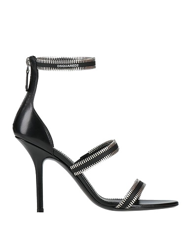 DSQUARED2 Sandals Black Calfskin, Textile fibers
