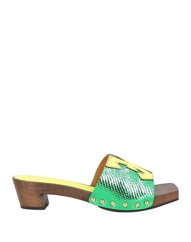 FABI Mules and clogs Emerald green Leather