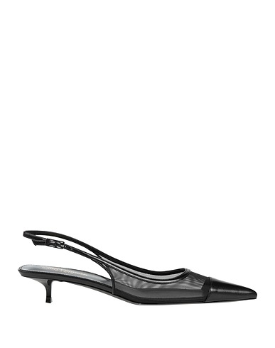 SAINT LAURENT Slingbacks Чёрный Кожа, Текстильное волокно