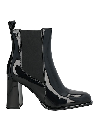 LAURA BIAGIOTTI Ankle boot Black Leather, Elastic fibres