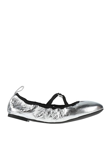TORY BURCH Footwear Silver Leather, Textile fibers