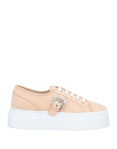 SERGIO ROSSI Sneakers Beige Leather, Textile fibers