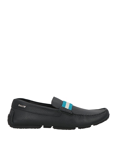 BALLY Loafers Black Leather, Textile fibres
