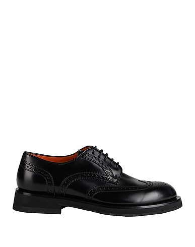 SANTONI Laced shoes Black Leather