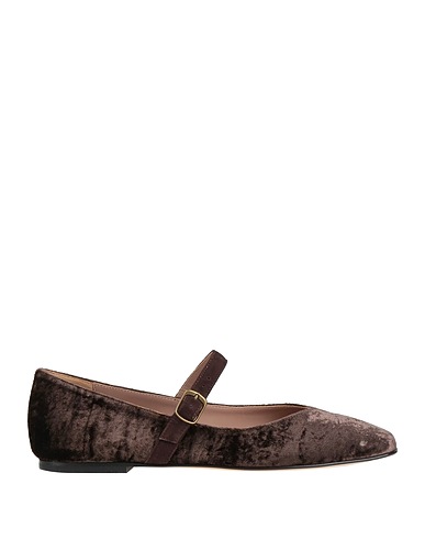 CHEVILLE Ballet flats TESTA DI MORO Textile fibers, Leather