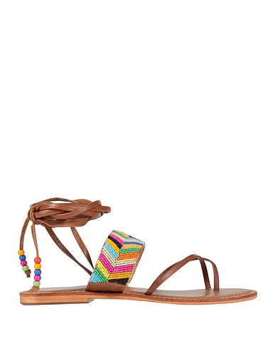 CB FUSION Flip flops Brown Leather, Textile fibres