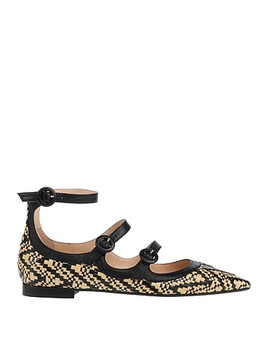 PROSPERINE® Ballet flats Ivory Leather, Synthetic raffia