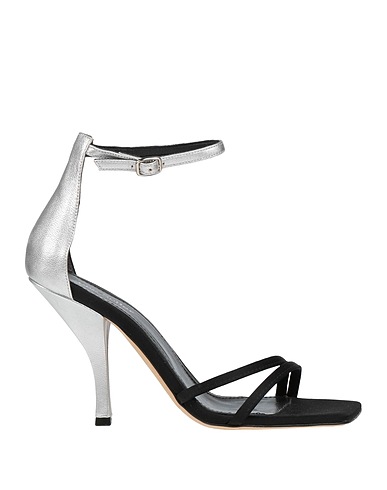 THE SELLER Sandals Leather, Textile fibers