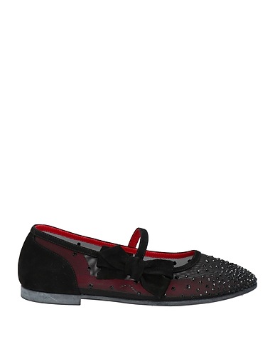 CHRISTIAN LOUBOUTIN Ballet flats Black Leather, Textile fibres