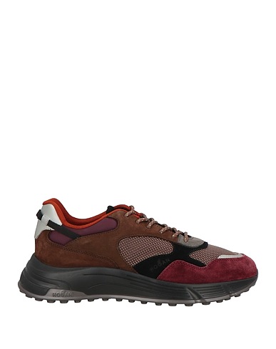 HOGAN Sneakers Brown Leather, Textile fibres