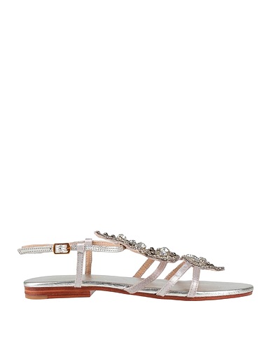 MALÌPARMI Sandals Silver Leather, Textile fibres