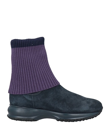 HOGAN Ankle boot Midnight blue Leather, Textile fibres