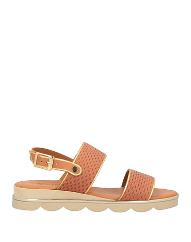 VINCENT VEGA Sandals Camel Textile fibres