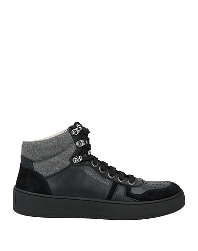 SERGIO ROSSI Sneakers Black Leather, Textile fibers