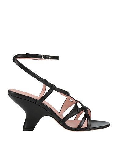 ANNA F. Sandals Black Leather