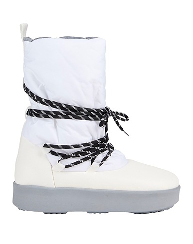 PIUMESTUDIO Stiefelette Weiß Leder, Gewebefasern